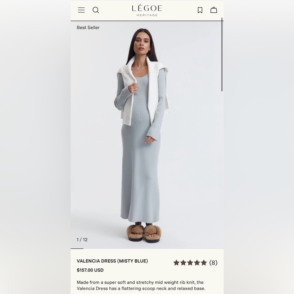 Legoe Valencia Dress - light blue/grey, size M/L